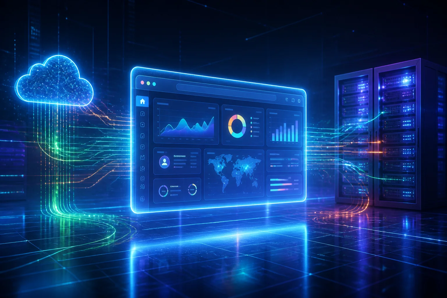 Interface web holographique futuriste